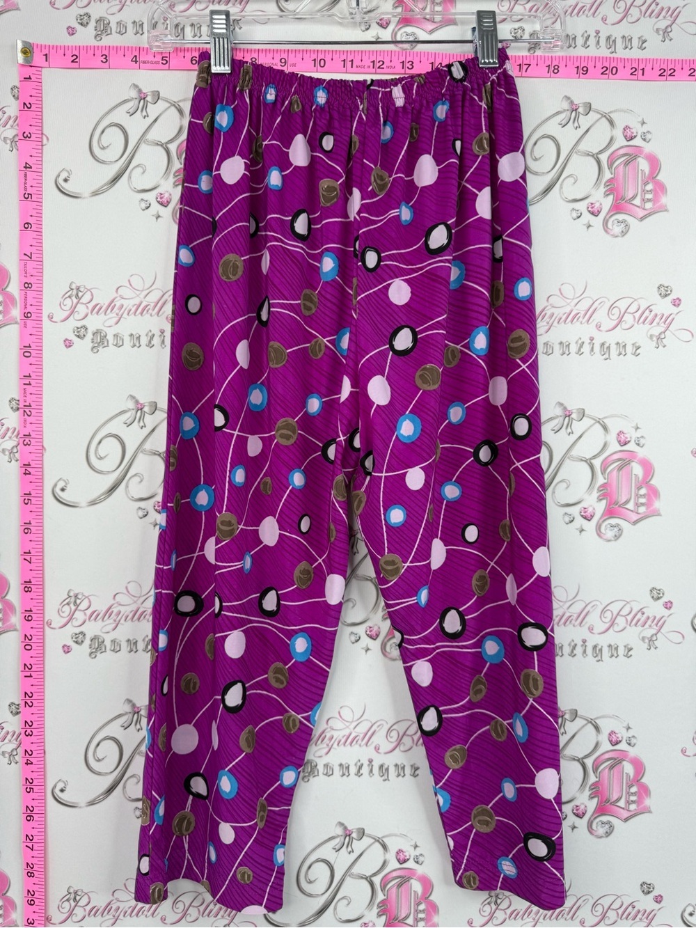 Pants stretchy polka dot dotted Purple Dot-Print Pajama Pants
